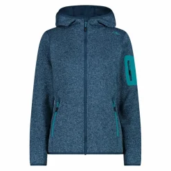 Giacca in pile da donna in knit-tech mélange con cappuccio