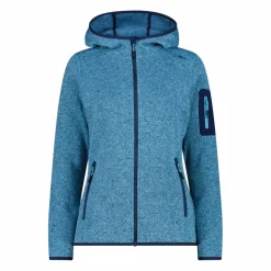 Giacca in pile da donna in knit-tech mélange con cappuccio