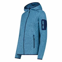 Giacca in pile da donna in knit-tech mélange con cappuccio