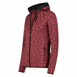 Giacca in pile da donna stampata con cappuccio