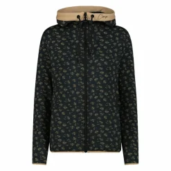 Giacca in pile da donna stampata con cappuccio