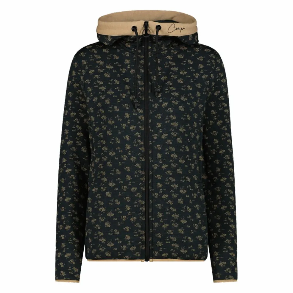 Giacca in pile da donna stampata con cappuccio