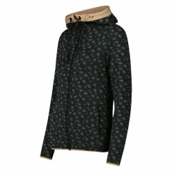 Giacca in pile da donna stampata con cappuccio