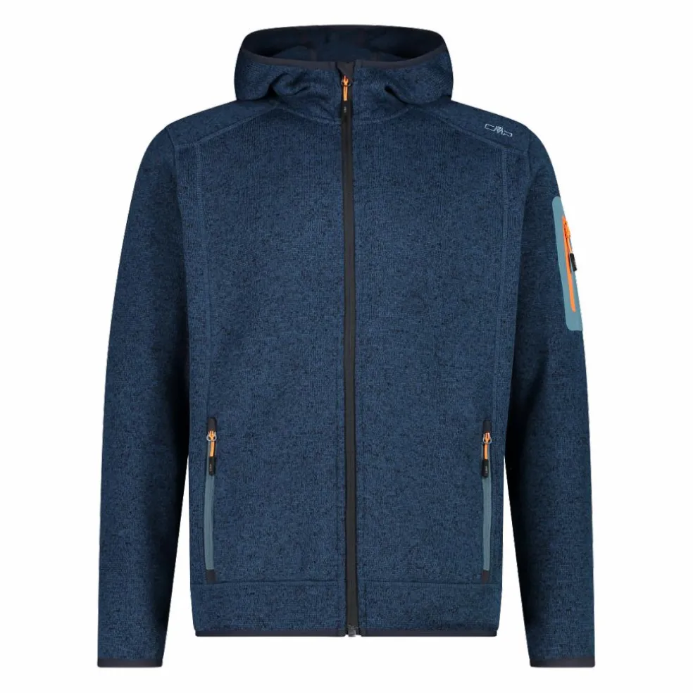 Giacca in pile da uomo in knit-tech mélange con cappuccio