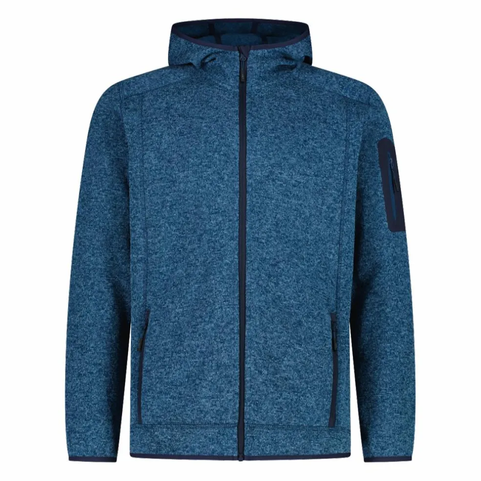 Giacca in pile da uomo in knit-tech mélange con cappuccio