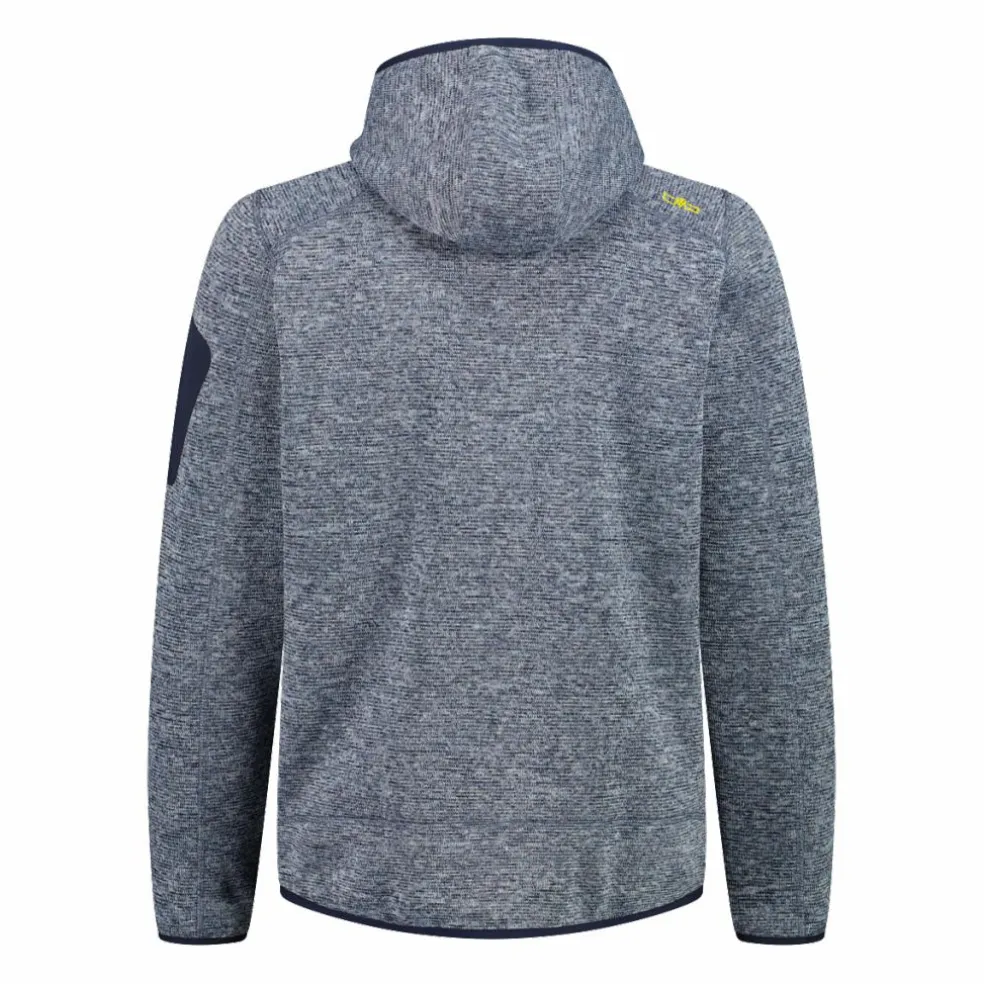 Giacca in pile da uomo in knit-tech mélange con cappuccio