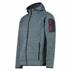 Giacca in pile da uomo in knit-tech mélange con cappuccio
