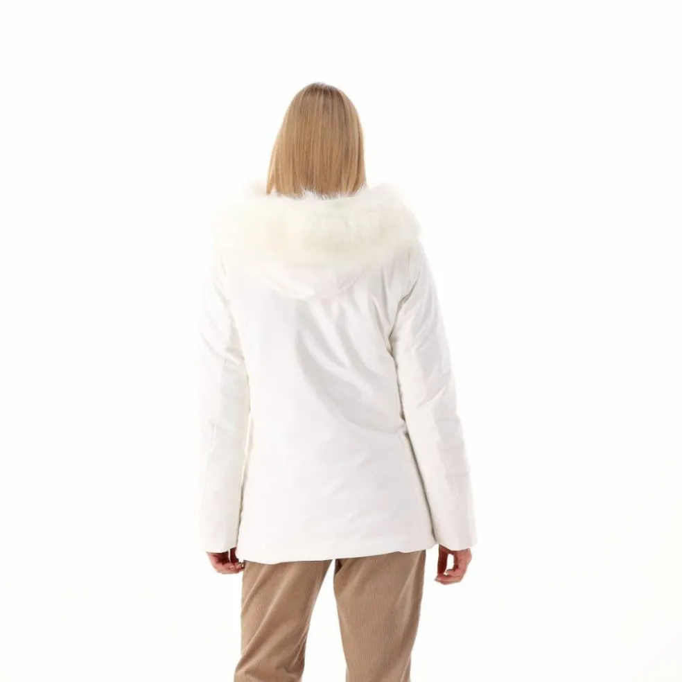 Giacca in Softshell da donna con cappuccio in pelliccetta
