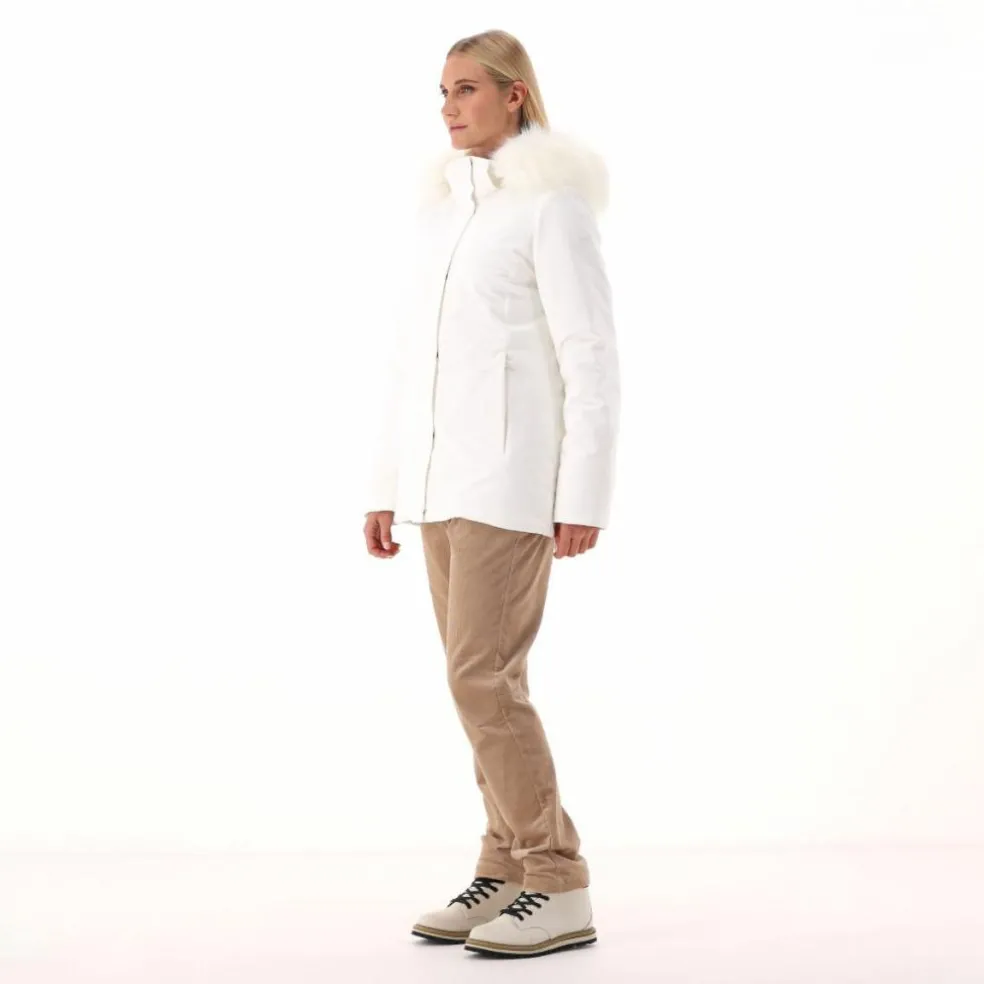 Giacca in Softshell da donna con cappuccio in pelliccetta