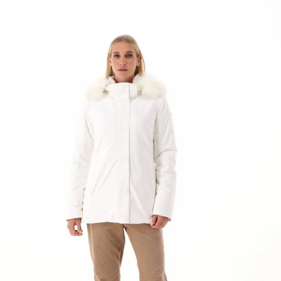 Giacca in Softshell da donna con cappuccio in pelliccetta