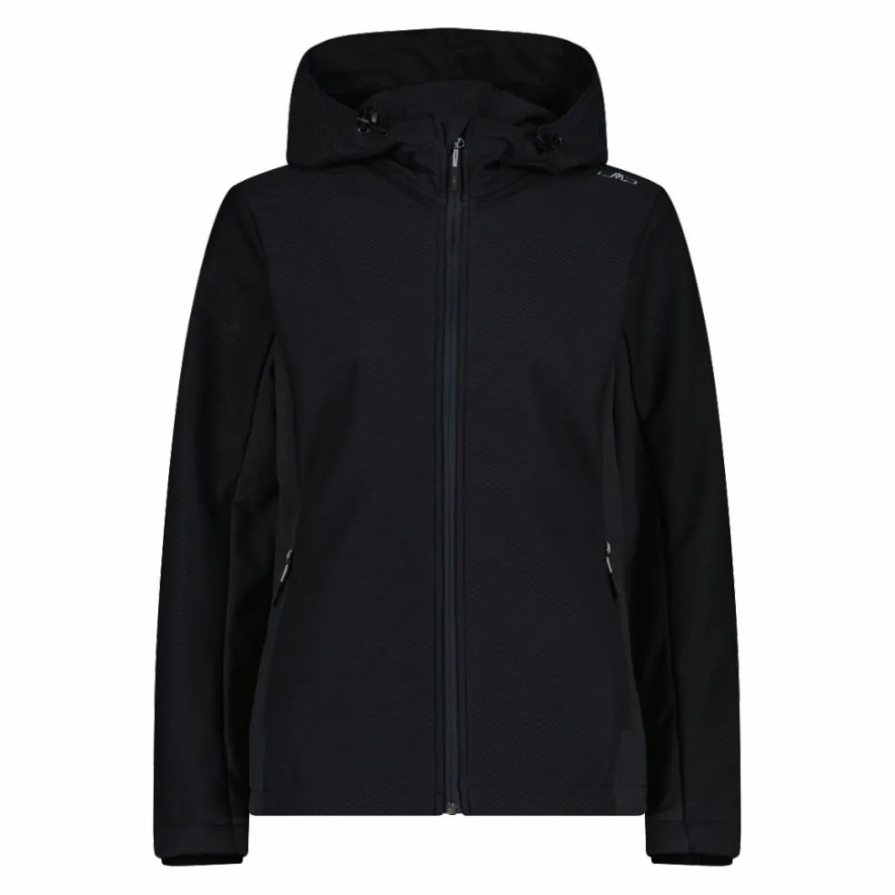 Giacca in softshell da donna con cappuccio a nido d'ape