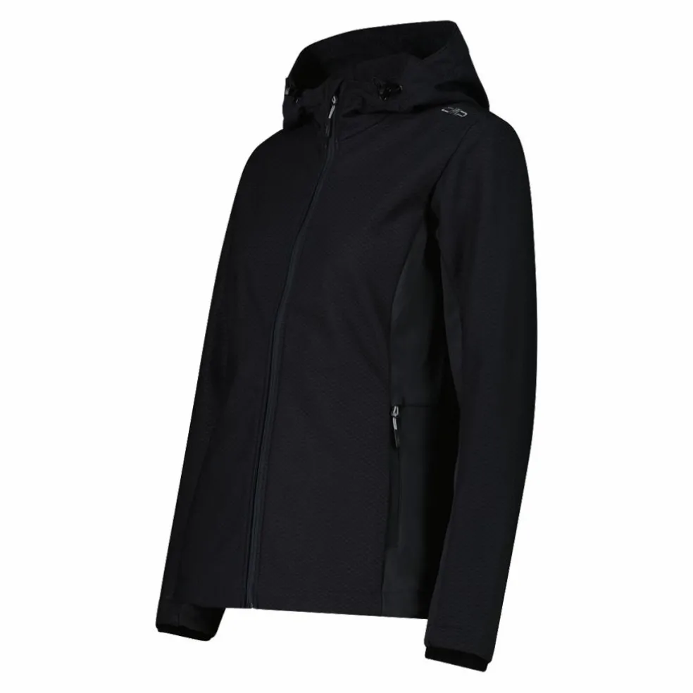 Giacca in softshell da donna con cappuccio a nido d'ape