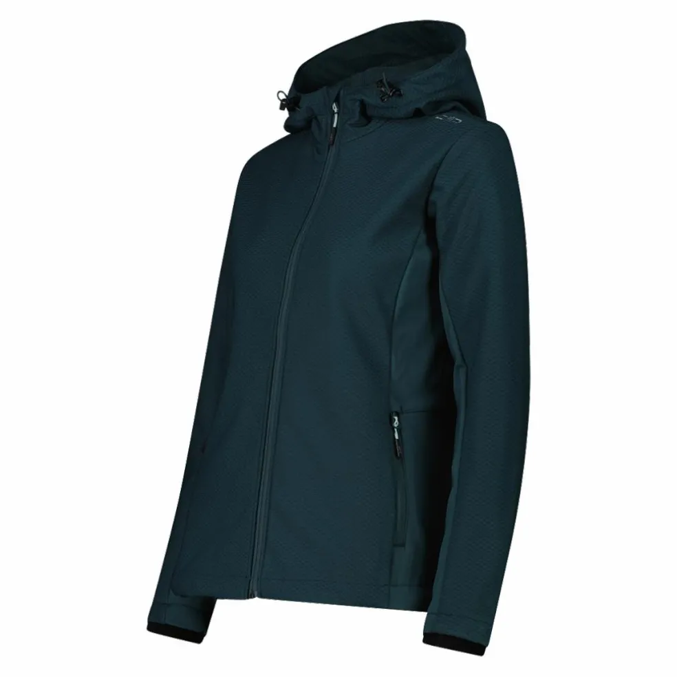 Giacca in softshell da donna con cappuccio a nido d'ape