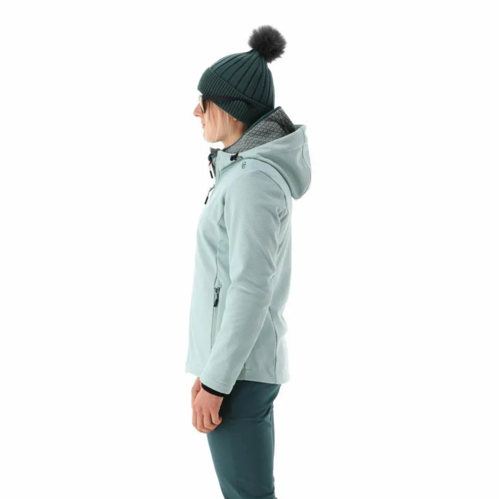 Giacca in softshell da donna con cappuccio a nido d'ape