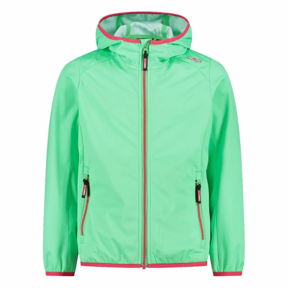 Giacca in softshell leggero da bambina con cappuccio fisso