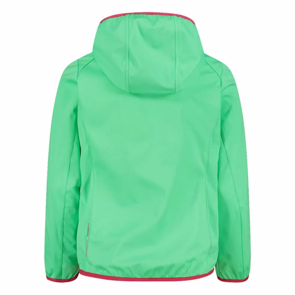Giacca in softshell leggero da bambina con cappuccio fisso