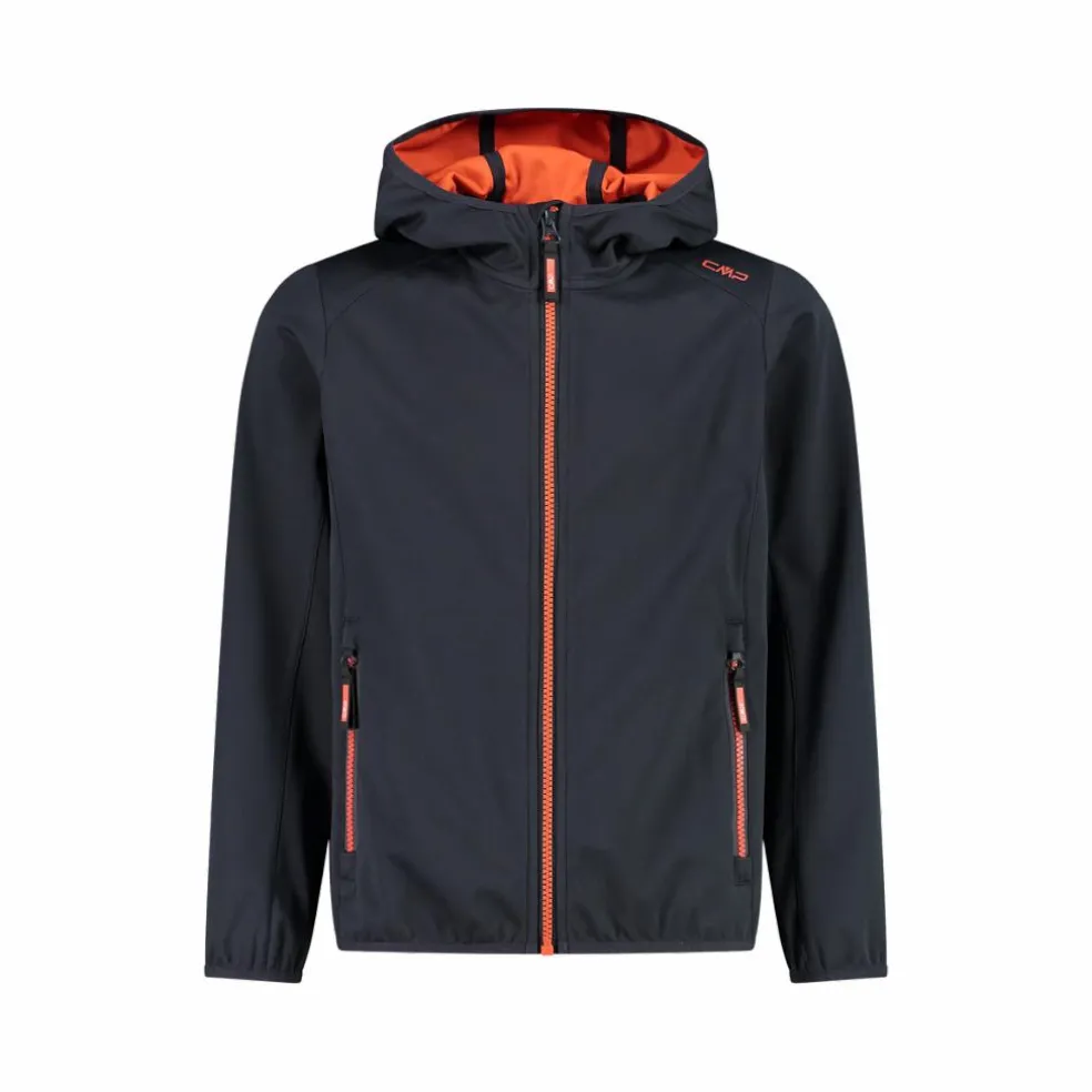Giacca in softshell leggero da bambina con cappuccio fisso