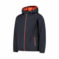 Giacca in softshell leggero da bambina con cappuccio fisso