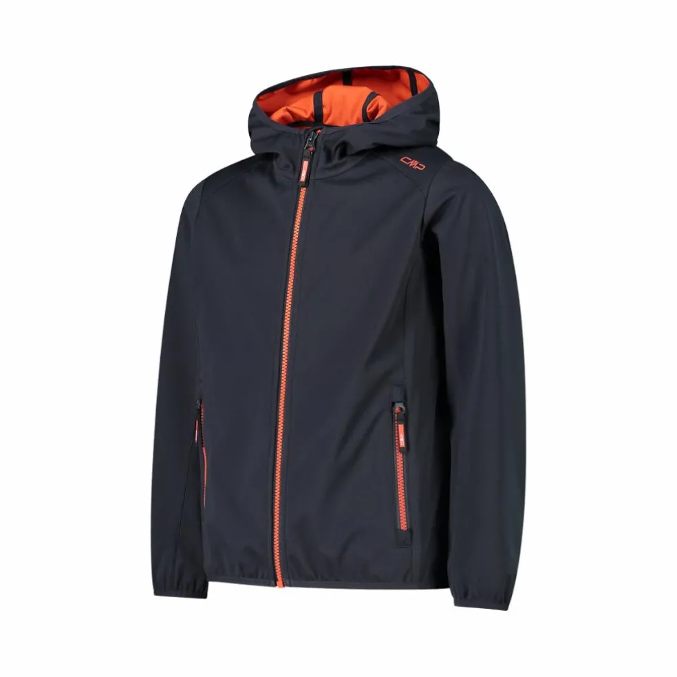 Giacca in softshell leggero da bambina con cappuccio fisso