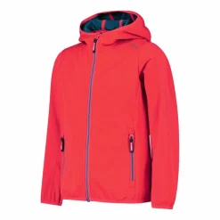 Giacca in softshell leggero da bambina con cappuccio fisso