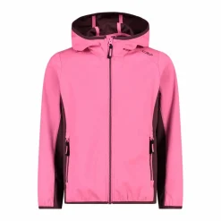 Giacca in softshell leggero da bambina con cappuccio fisso