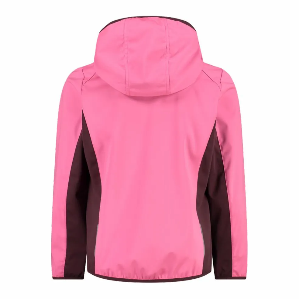 Giacca in softshell leggero da bambina con cappuccio fisso