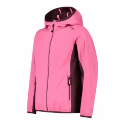 Giacca in softshell leggero da bambina con cappuccio fisso