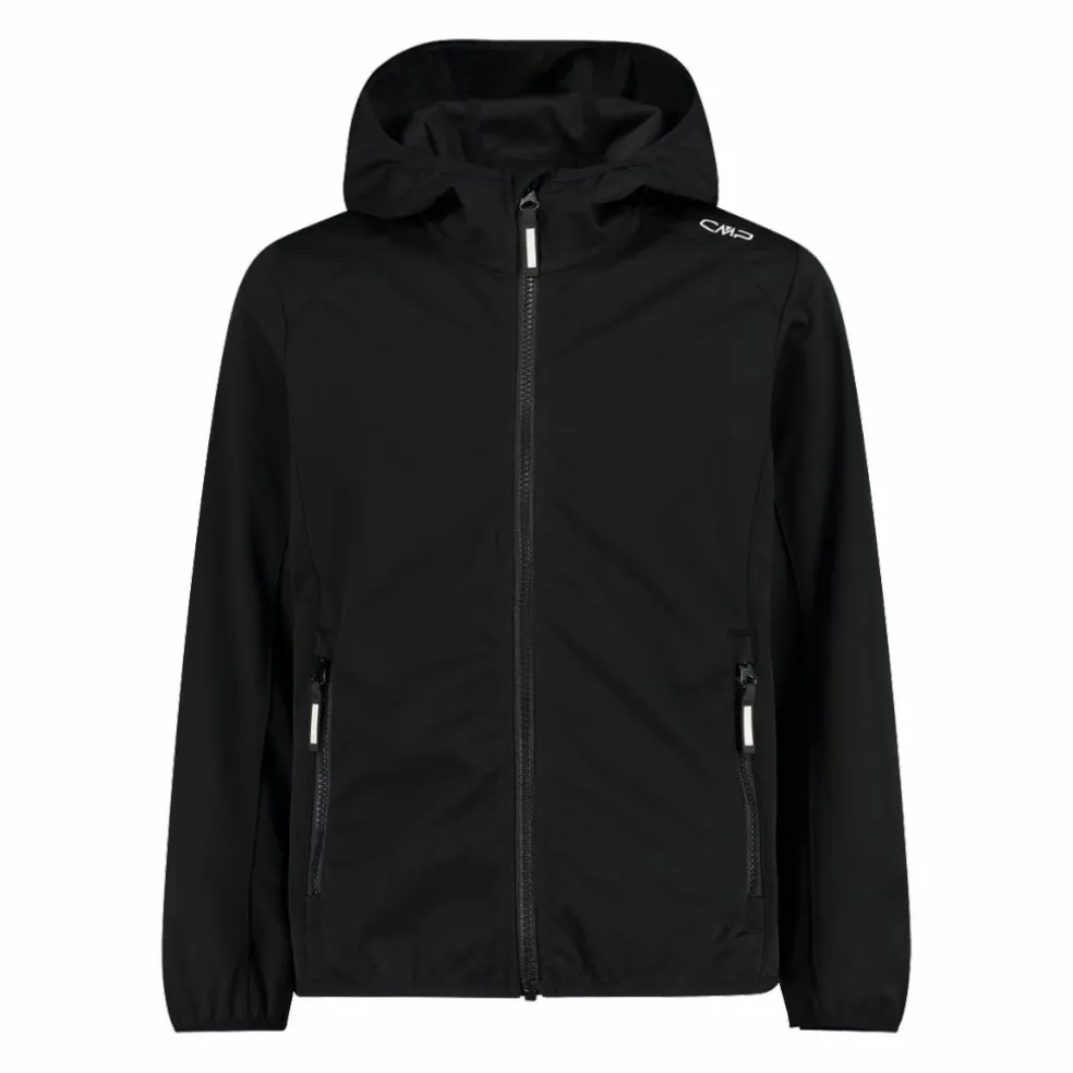 Giacca in softshell leggero da bambina con cappuccio fisso