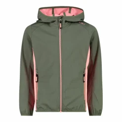 Giacca in softshell leggero da bambina con cappuccio fisso