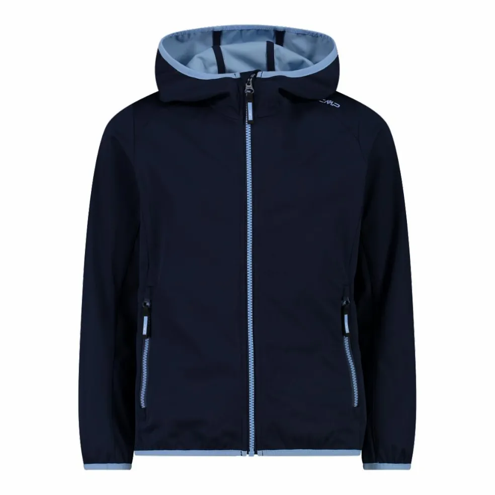 Giacca in softshell leggero da bambina con cappuccio fisso