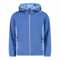 Giacca in softshell leggero da bambina con cappuccio fisso