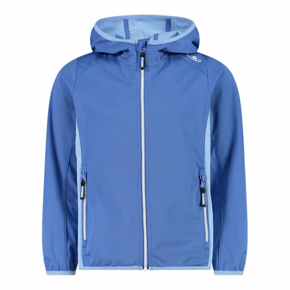 Giacca in softshell leggero da bambina con cappuccio fisso