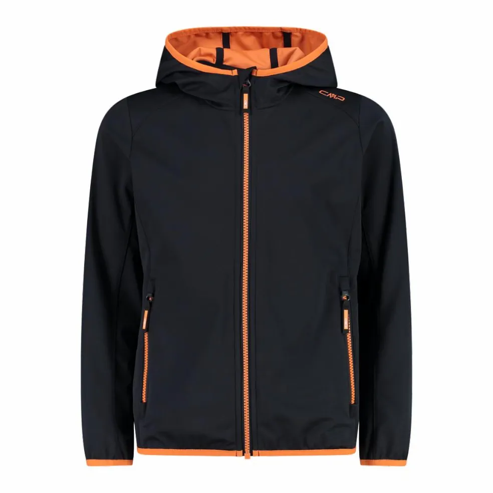 Giacca in softshell leggero da bambina con cappuccio fisso