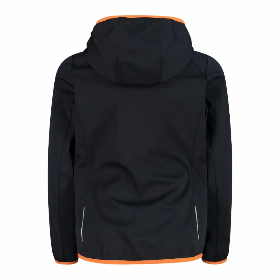 Giacca in softshell leggero da bambina con cappuccio fisso