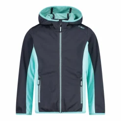 Giacca in softshell leggero da bambina con cappuccio fisso