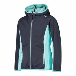 Giacca in softshell leggero da bambina con cappuccio fisso