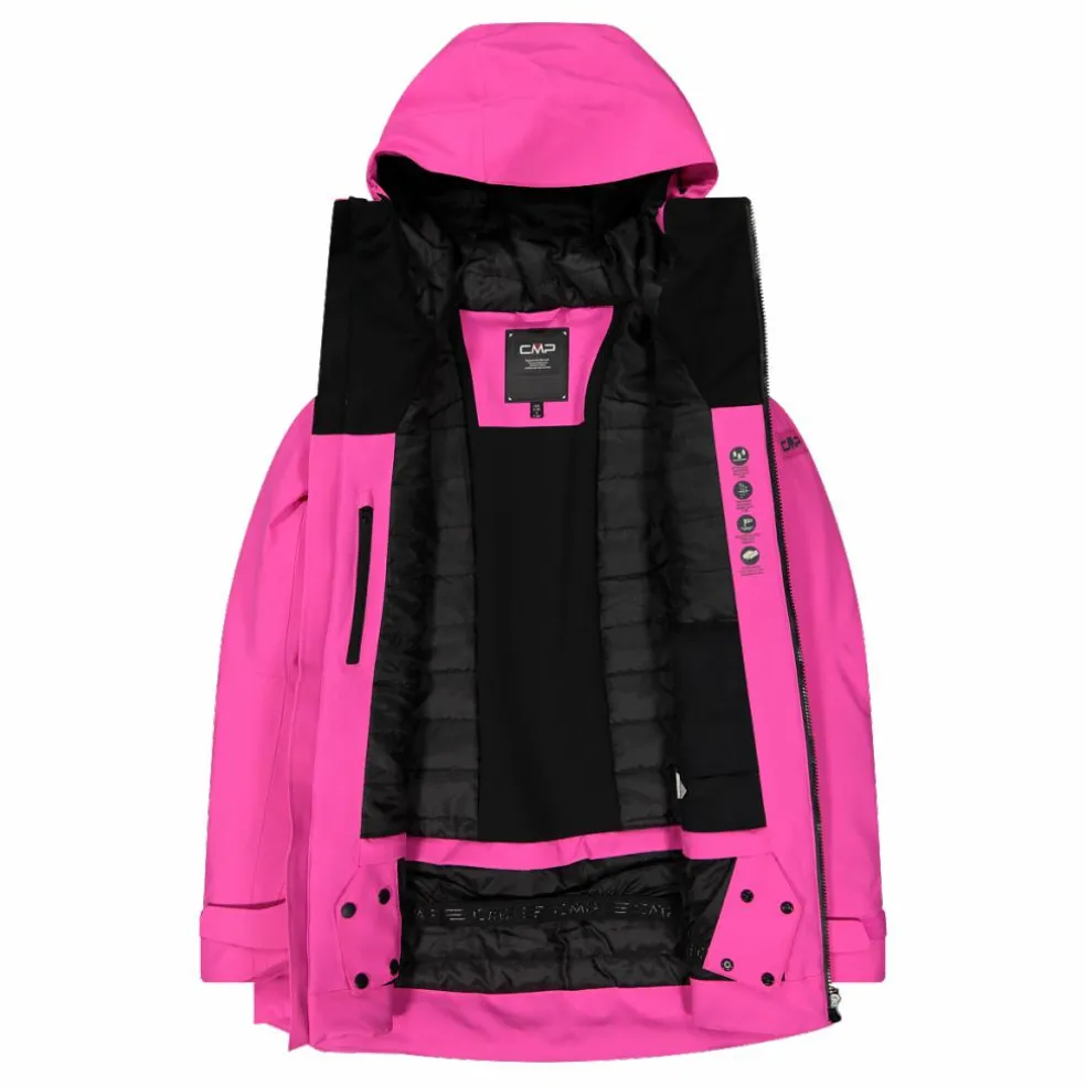 Giacca lunga da sci e snowboard da donna in mechanical stretch loose fit