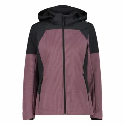 Giacca Softshell da Donna con Cappuccio e Motivo Grid-Jacquard Bicolor