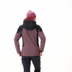 Giacca Softshell da Donna con Cappuccio e Motivo Grid-Jacquard Bicolor