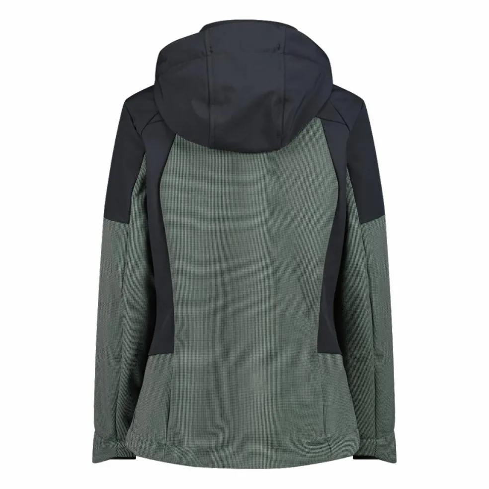 Giacca Softshell da Donna con Cappuccio e Motivo Grid-Jacquard Bicolor