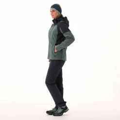 Giacca Softshell da Donna con Cappuccio e Motivo Grid-Jacquard Bicolor