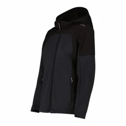Giacca Softshell da Donna con Cappuccio e Motivo Grid-Jacquard Bicolor