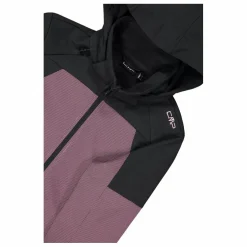 Giacca Softshell da Donna con Cappuccio e Motivo Grid-Jacquard Bicolor