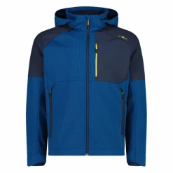 Giacca Softshell da Uomo con Cappuccio e Motivo Grid-Jacquard Bicolor