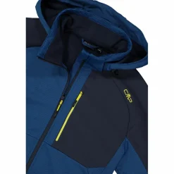 Giacca Softshell da Uomo con Cappuccio e Motivo Grid-Jacquard Bicolor