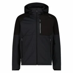 Giacca Softshell da Uomo con Cappuccio e Motivo Grid-Jacquard Bicolor