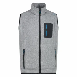 Gilet smanicato in pile da uomo in Knit-tech con tasca termoapplicata