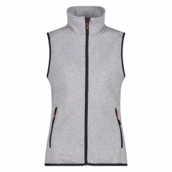 Gilet smanicato in pile da donna in knit-tech