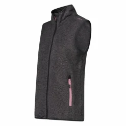 Gilet smanicato in pile da donna in knit-tech