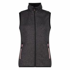 Gilet smanicato in pile da donna in knit-tech